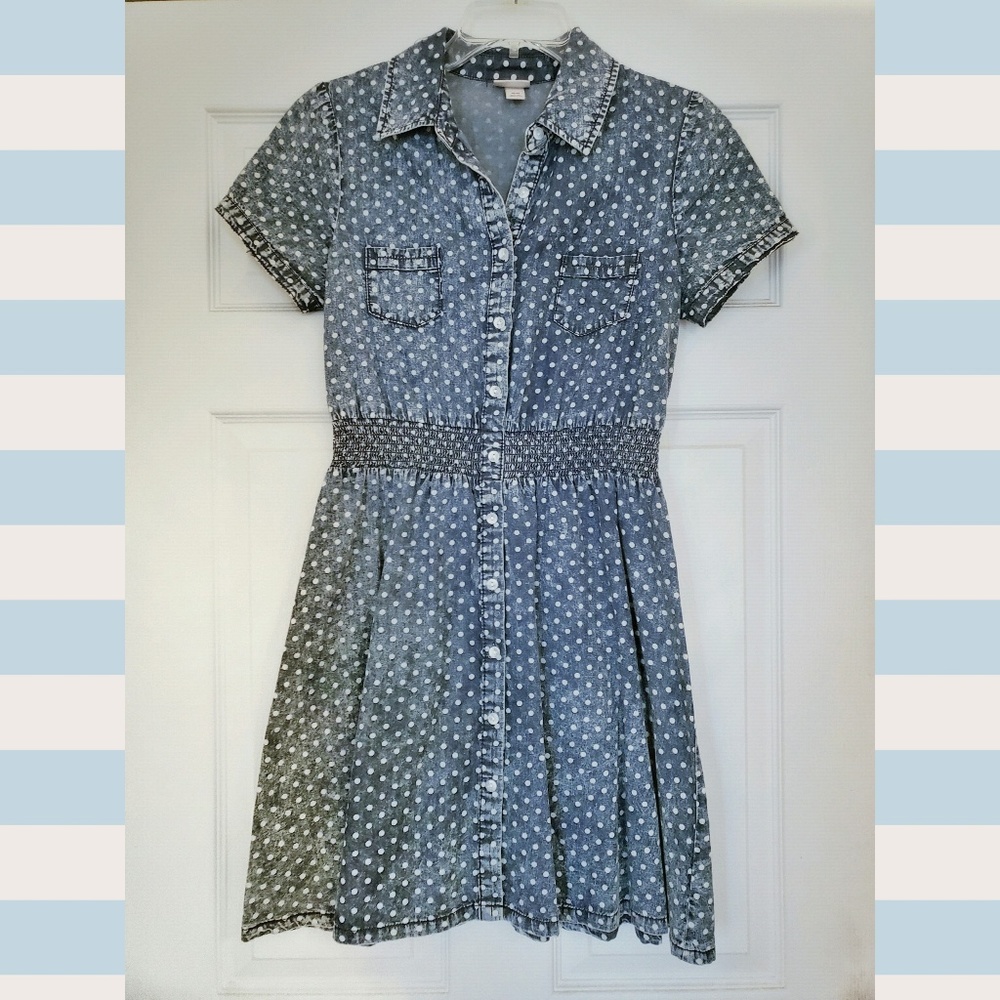 Mossimo polka dot blue denim dress